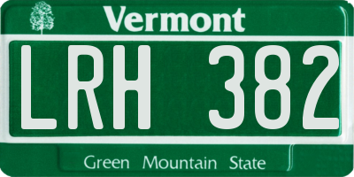 VT license plate LRH382