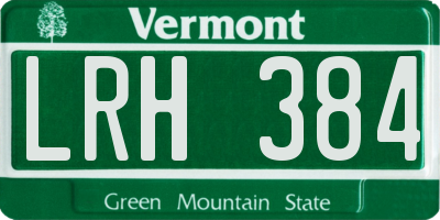 VT license plate LRH384