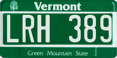 VT license plate LRH389