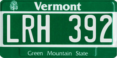 VT license plate LRH392
