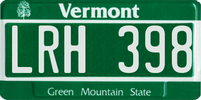 VT license plate LRH398