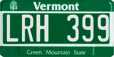 VT license plate LRH399