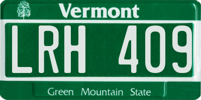 VT license plate LRH409
