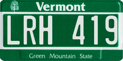 VT license plate LRH419