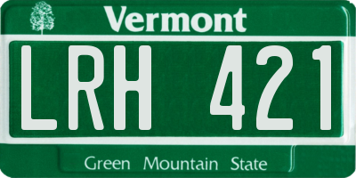 VT license plate LRH421