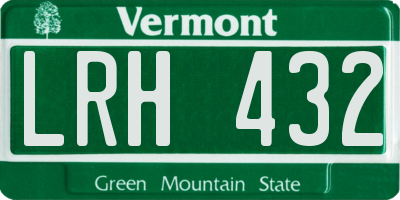 VT license plate LRH432