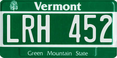 VT license plate LRH452