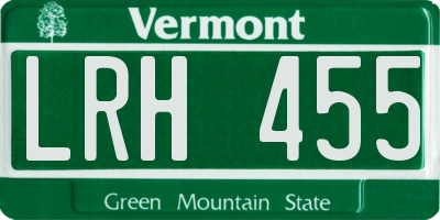 VT license plate LRH455