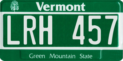 VT license plate LRH457