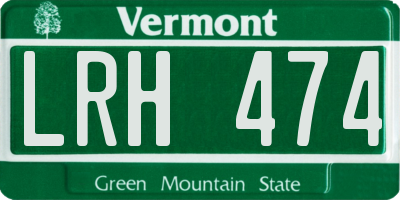 VT license plate LRH474