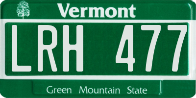 VT license plate LRH477