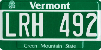 VT license plate LRH492