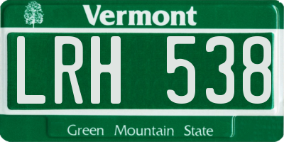 VT license plate LRH538