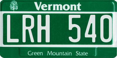 VT license plate LRH540
