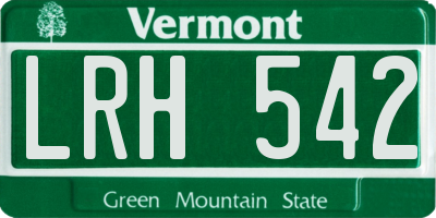 VT license plate LRH542