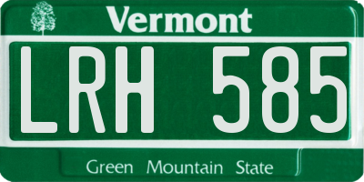 VT license plate LRH585