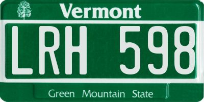 VT license plate LRH598