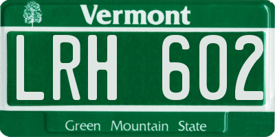 VT license plate LRH602