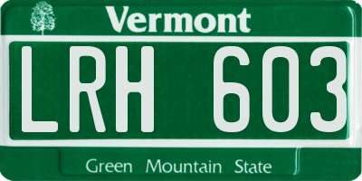 VT license plate LRH603