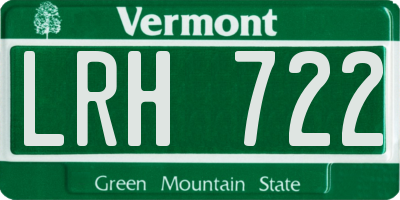 VT license plate LRH722