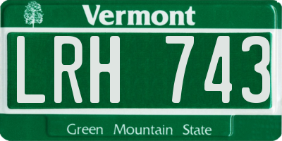 VT license plate LRH743
