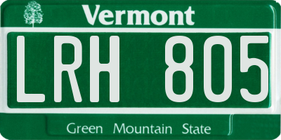 VT license plate LRH805