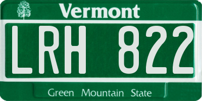 VT license plate LRH822