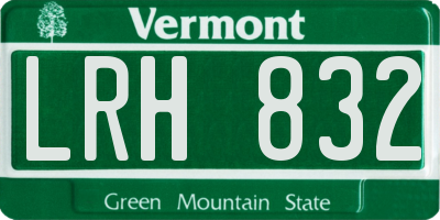 VT license plate LRH832
