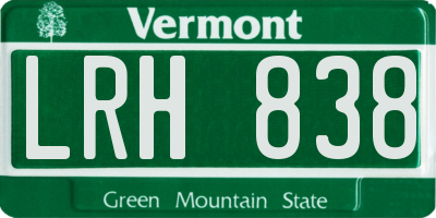 VT license plate LRH838