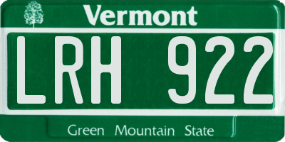 VT license plate LRH922