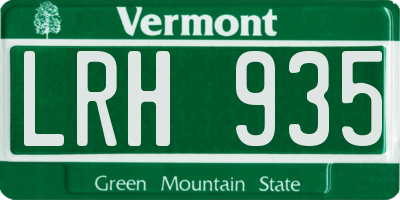 VT license plate LRH935