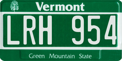 VT license plate LRH954