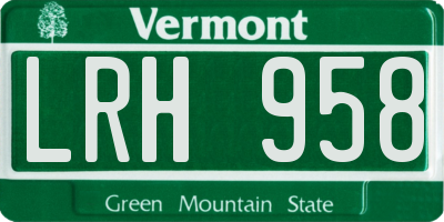 VT license plate LRH958