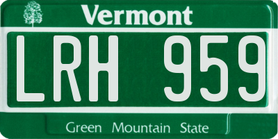 VT license plate LRH959