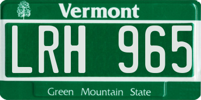 VT license plate LRH965