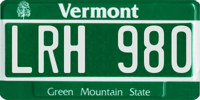 VT license plate LRH980