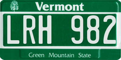 VT license plate LRH982