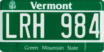 VT license plate LRH984