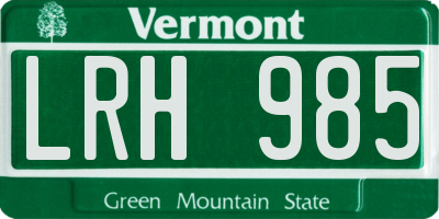 VT license plate LRH985