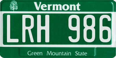 VT license plate LRH986