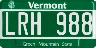 VT license plate LRH988