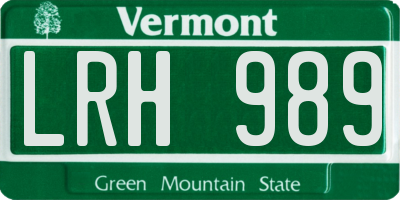 VT license plate LRH989
