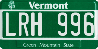 VT license plate LRH996