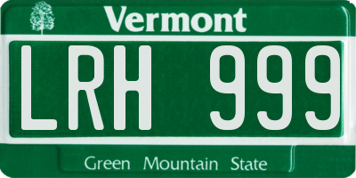 VT license plate LRH999
