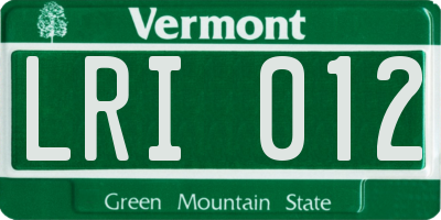VT license plate LRI012