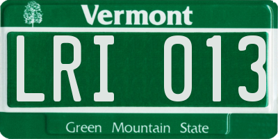 VT license plate LRI013