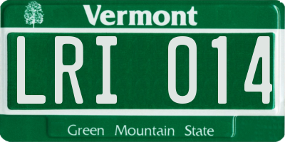 VT license plate LRI014