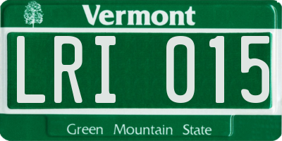 VT license plate LRI015