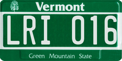 VT license plate LRI016