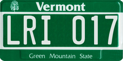 VT license plate LRI017